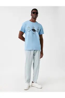 تی شرت آستین کوتاه مردانه کوتون ۲SAM11257HK-آبی