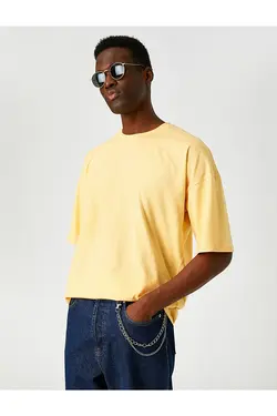 تی شرت آستین کوتاه مردانه کوتون ۲YAM12265LK-نارنجی