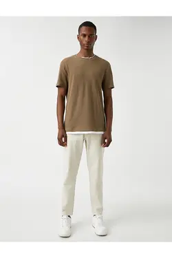 تی شرت آستین کوتاه مردانه کوتون ۳WAM10052HK-خاکی