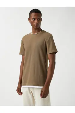 تی شرت آستین کوتاه مردانه کوتون ۳WAM10052HK-خاکی