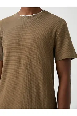 تی شرت آستین کوتاه مردانه کوتون ۳WAM10052HK-خاکی