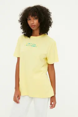 تی شرت آستین کوتاه مردانه کوتون ۱YAM11361CK-زرد