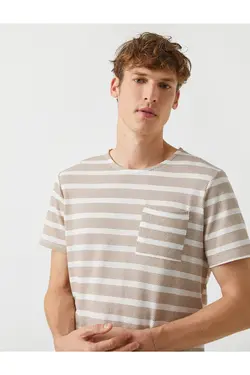 تی شرت آستین کوتاه مردانه کوتون ۲YAM12320OK-بژ