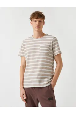 تی شرت آستین کوتاه مردانه کوتون ۲YAM12320OK-بژ