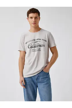 تی شرت آستین کوتاه مردانه کوتون ۲YAM11124LK-بژ