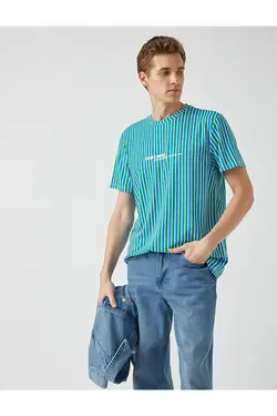 تی شرت آستین کوتاه مردانه کوتون ۲SAM11109HK-آبی