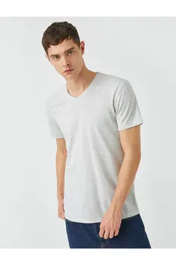 تی شرت آستین کوتاه مردانه کوتون ۲SAM10383HK-خاکستری