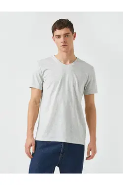 تی شرت آستین کوتاه مردانه کوتون ۲SAM10383HK-خاکستری