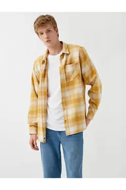 پیراهن آستین بلند مردانه کوتون ۲KAM65035KW-زرد