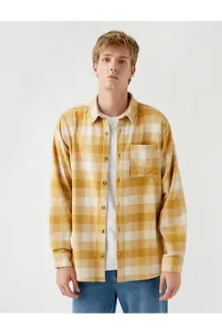 پیراهن آستین بلند مردانه کوتون ۲KAM65035KW-زرد