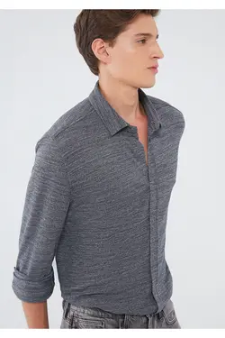 پیراهن آستین بلند مردانه ماوی ۰۲۱۸۸۴-۳۵۰۳۷