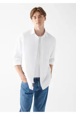 پیراهن آستین بلند مردانه ماوی ۰۲۱۰۵۷۱-۶۲۰