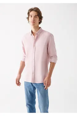 پیراهن فیت آستین بلند مردانه ماوی ۰۲۰۵۷۹-۷۰۴۰۴-قرمز