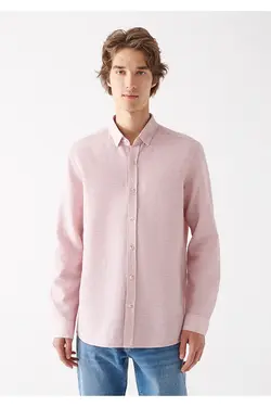 پیراهن فیت آستین بلند مردانه ماوی ۰۲۰۵۷۹-۷۰۴۰۴-قرمز