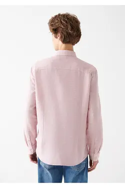 پیراهن فیت آستین بلند مردانه ماوی ۰۲۰۵۷۹-۷۰۴۰۴-قرمز