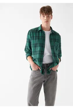 پیراهن آستین بلند مردانه ماوی ۰۲۱۰۳۲۰-۸۲۵۵۴