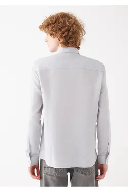 پیراهن فیت آستین بلند مردانه ماوی ۰۲۰۵۷۹-۸۰۰۲۰-خاکستری