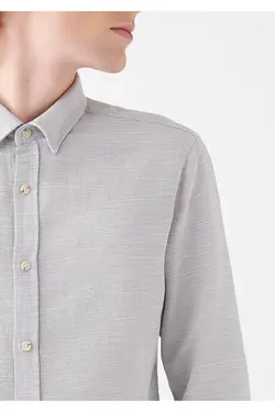 پیراهن فیت آستین بلند مردانه ماوی ۰۲۰۵۷۹-۸۰۰۲۰-خاکستری