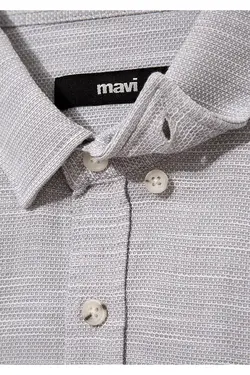 پیراهن فیت آستین بلند مردانه ماوی ۰۲۰۵۷۹-۸۰۰۲۰-خاکستری