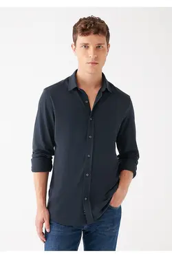 پیراهن آستین بلند مردانه ماوی ۰۲۱۰۳۲۹-۷۰۴۹۰-سرمه ای