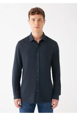 پیراهن آستین بلند مردانه ماوی ۰۲۱۰۳۲۹-۷۰۴۹۰-سرمه ای