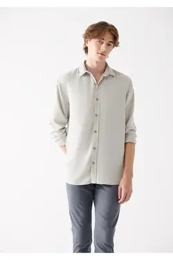 پیراهن اسلیم آستین بلند مردانه ماوی ۰۲۱۰۳۳۱-۷۰۰۸۰-خاکستری