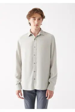 پیراهن اسلیم آستین بلند مردانه ماوی ۰۲۱۰۳۳۱-۷۰۰۸۰-خاکستری