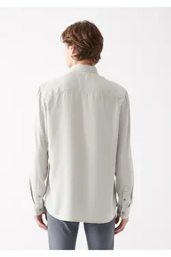 پیراهن اسلیم آستین بلند مردانه ماوی ۰۲۱۰۳۳۱-۷۰۰۸۰-خاکستری