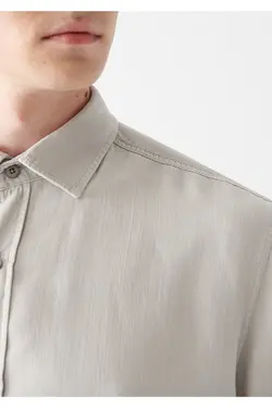 پیراهن اسلیم آستین بلند مردانه ماوی ۰۲۱۰۳۳۱-۷۰۰۸۰-خاکستری