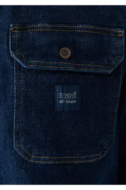 پیراهن اورسایز آستین بلند ساده مردانه ماوی ۰۲۱۵۲۱-۸۲۱۰۳