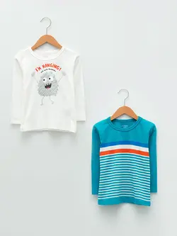 تی شرت آستین بلند نوزادی پسر سفید السی وایکیکی