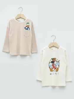 تی شرت آستین بلند نوزادی پسر بژ روشن السی وایکیکی