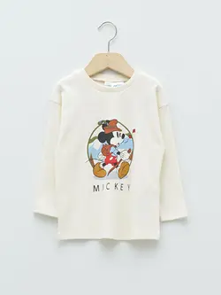 تی شرت آستین بلند نوزادی پسر بژ روشن السی وایکیکی