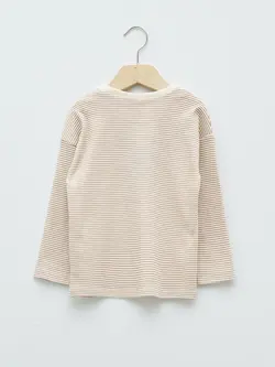 تی شرت آستین بلند نوزادی پسر بژ روشن السی وایکیکی