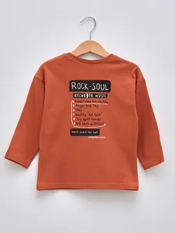 تی شرت آستین بلند نوزادی پسر قهوه ای روشن السی وایکیکی