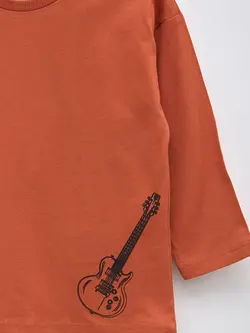 تی شرت آستین بلند نوزادی پسر قهوه ای روشن السی وایکیکی