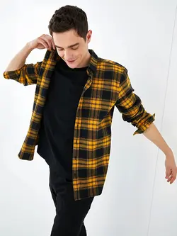 پیراهن مردانه زرد چهارخانه السی وایکیکی