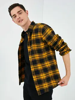 پیراهن مردانه زرد چهارخانه السی وایکیکی