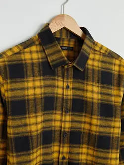 پیراهن مردانه زرد چهارخانه السی وایکیکی