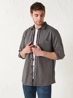 پیراهن مردانه خاکی سرمه ای السی وایکیکی