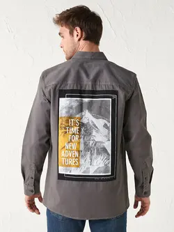 پیراهن مردانه خاکی سرمه ای السی وایکیکی