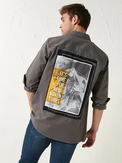 پیراهن مردانه خاکی سرمه ای السی وایکیکی