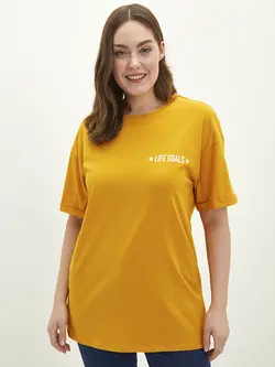 تونیک سایز بزرگ زنانه زرد السی وایکیکی