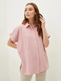 شومیز سایز بزرگ زنانه صورتی روشن السی وایکیکی