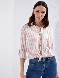 شومیز سایز بزرگ زنانه مرجانی السی وایکیکی