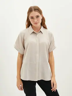 شومیز سایز بزرگ زنانه بژ روشن السی وایکیکی