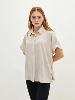 شومیز سایز بزرگ زنانه بژ روشن السی وایکیکی