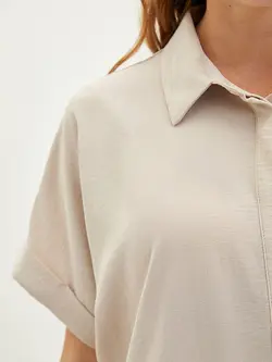 شومیز سایز بزرگ زنانه بژ روشن السی وایکیکی