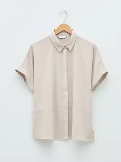 شومیز سایز بزرگ زنانه بژ روشن السی وایکیکی