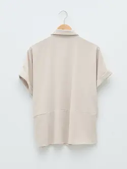 شومیز سایز بزرگ زنانه بژ روشن السی وایکیکی